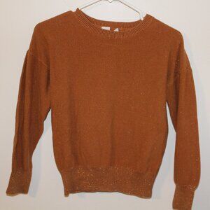 Girls Gap Burnt Orange Sparkly Sweater Size Large